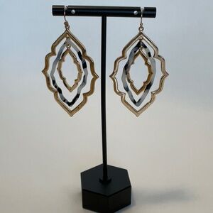 Earrings Black/White and Gold-Tone Dangle